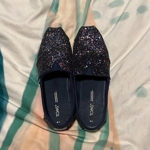 Navy blue sparkly Toms size 7!
